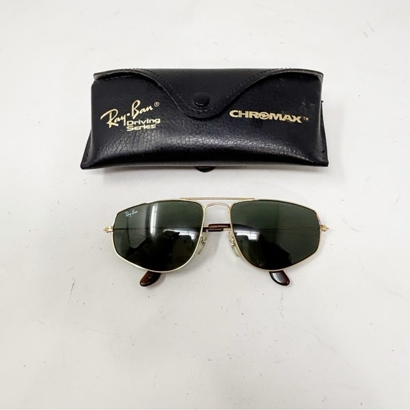 Vintage RAY BAN Chromax Bausch & Lomb W1083 XQAR Gold Aviator Sunglasses + Case - Picture 1 of 13